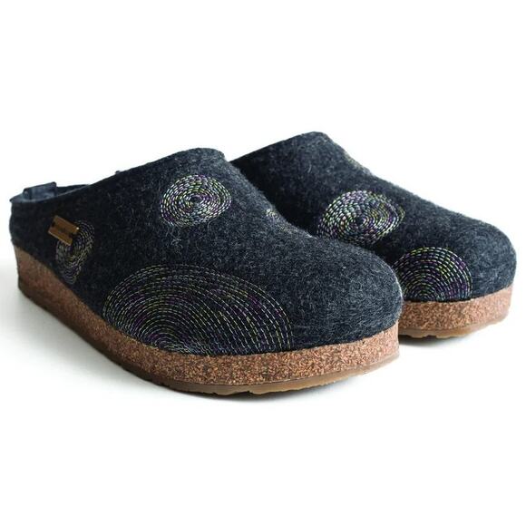 Haflinger Unisex M8 W10 Navy Spirit Wool Felt Clog Slipper Cozy Comfort LB2-9 - Picture 1 of 6